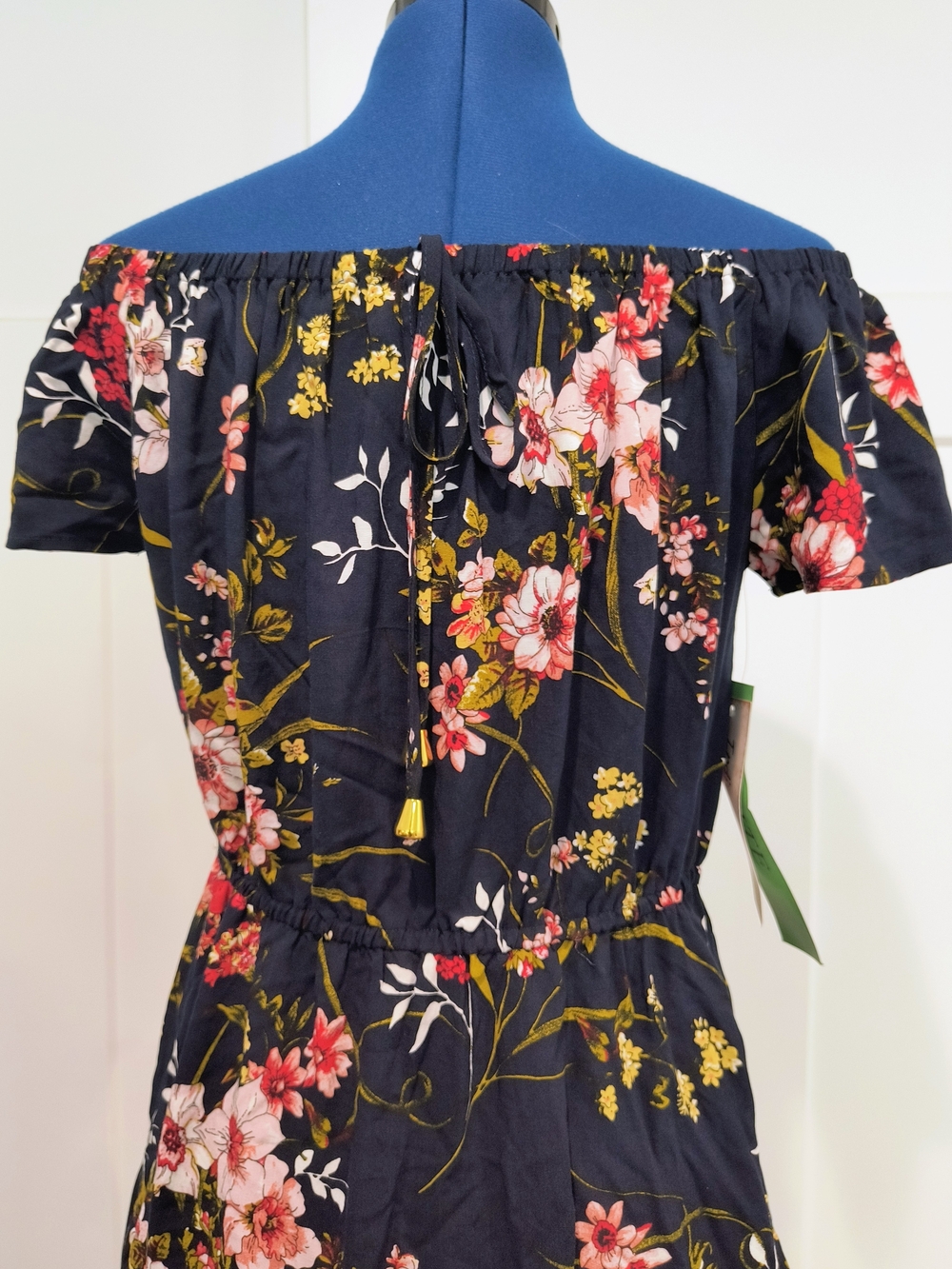 NWT Indigo Rose Navy Floral Off-Shoulder Summer Dress - Picture 2 of 5